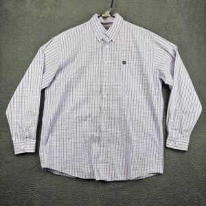 CINCH Mens Long Sleeve Plaid Button Down Shirt Size L Purple White Black Western